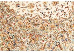 Tappeto Ghom Seta Medaglione Floreale Avorio Beige 102x150 Cm