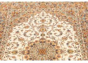 Tappeto Ghom Seta Medaglione Floreale Avorio Beige 102x150 Cm