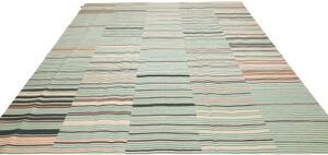 Tappeto Kilim Moderno Geometrico Verde Acqua Marrone Scuro 252x305 Cm