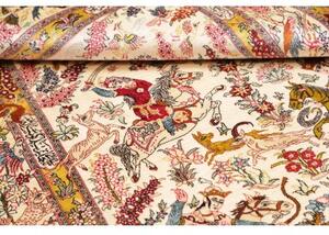 Tappeto Ghom Seta Figurativo Beige Rosso 98x150 Cm