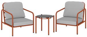 Outsunny Set di 3 Pezzi Salotto da Giardino, 2 Poltrone e 1 Tavolino, con Cuscini Spessi e Piano in Vetro Temperato, 63x77x76 cm, Rosso Vinaccia | Aosom Italy