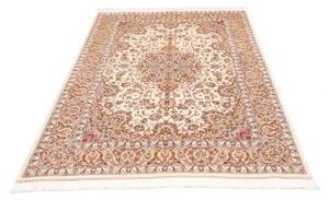 Tappeto Ghom Seta Medaglione Floreale Avorio Rosso Mattone 135x199 Cm