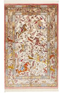 Tappeto Ghom Seta Figurativo Beige Rosso Corallo 129x203 Cm