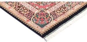 Tappeto Ghom Seta Medaglione Floreale Blu Scuro Rosso 106x153 Cm