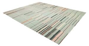 Tappeto Kilim Moderno Geometrico Verde Acqua Marrone Scuro 252x305 Cm