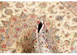 Tappeto Ghom Seta Medaglione Floreale Avorio Beige 129x208 Cm