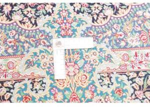 Tappeto Ghom Seta Medaglione Floreale Blu Scuro Rosso 106x153 Cm