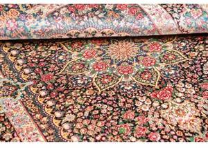 Tappeto Ghom Seta Medaglione Floreale Blu Scuro Rosso 106x153 Cm