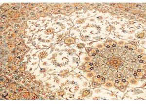 Tappeto Ghom Seta Medaglione Floreale Avorio Beige 102x150 Cm