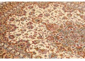 Tappeto Ghom Seta Medaglione Floreale Avorio Rosso Mattone 135x199 Cm