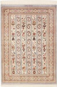 Tappeto Ghom Seta Geometrico Grigio Avorio 101x154 Cm