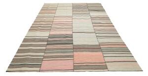 Tappeto Kilim Moderno Patchwork Avorio Grigio Chiaro 200x305 Cm