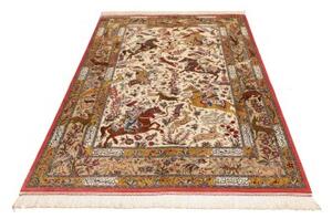 Tappeto Ghom Seta Figurativo Beige Rosso Corallo 129x203 Cm