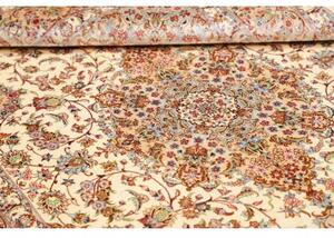 Tappeto Ghom Seta Medaglione Floreale Avorio Rosso Mattone 135x199 Cm