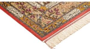 Tappeto Ghom Seta Figurativo Beige Rosso Corallo 129x203 Cm