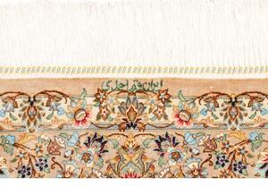 Tappeto Ghom Seta Medaglione Floreale Avorio Beige 102x150 Cm
