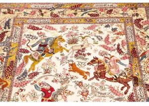 Tappeto Ghom Seta Figurativo Beige Rosso 98x150 Cm