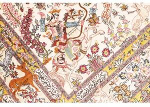 Tappeto Ghom Seta Figurativo Beige Rosso 98x150 Cm