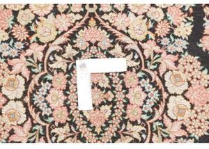 Tappeto Ghom Seta Medaglione Floreale Nero Rosa 58x91 Cm