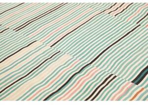 Tappeto Kilim Moderno Geometrico Verde Acqua Marrone Scuro 252x305 Cm