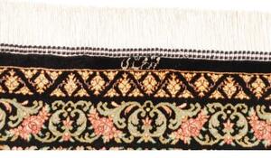 Tappeto Ghom Seta Medaglione Floreale Nero Rosa 58x91 Cm