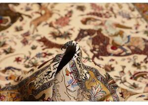 Tappeto Ghom Seta Figurativo Beige Rosso Corallo 129x203 Cm
