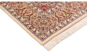 Tappeto Ghom Seta Medaglione Floreale Avorio Rosso Mattone 135x199 Cm