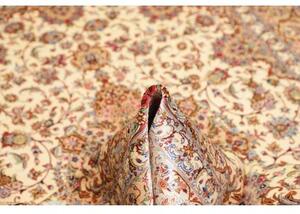 Tappeto Ghom Seta Medaglione Floreale Avorio Rosso Mattone 135x199 Cm