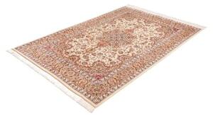 Tappeto Ghom Seta Medaglione Floreale Avorio Rosso Mattone 135x199 Cm