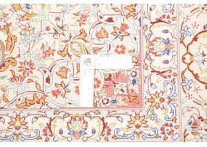 Tappeto Ghom Seta Medaglione Floreale Avorio Rosso Mattone 135x199 Cm