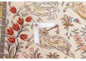 Tappeto Ghom Seta Figurativo Beige Rosso Corallo 129x203 Cm