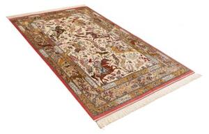 Tappeto Ghom Seta Figurativo Beige Rosso Corallo 129x203 Cm