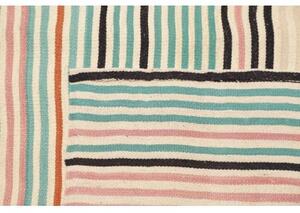 Tappeto Kilim Moderno Geometrico Verde Acqua Marrone Scuro 252x305 Cm