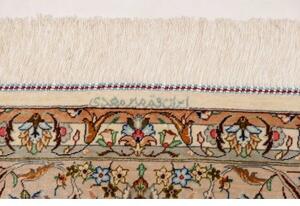 Tappeto Ghom Seta Medaglione Floreale Avorio Beige 129x208 Cm