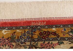 Tappeto Ghom Seta Figurativo Beige Rosso Corallo 129x203 Cm