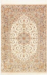 Tappeto Ghom Seta Medaglione Floreale Avorio Beige 102x150 Cm
