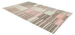 Tappeto Kilim Moderno Patchwork Avorio Grigio Chiaro 200x305 Cm