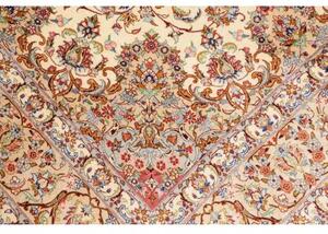 Tappeto Ghom Seta Medaglione Floreale Avorio Rosso Mattone 135x199 Cm