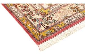 Tappeto Ghom Seta Figurativo Beige Rosso 98x150 Cm