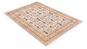 Tappeto Ghom Seta Geometrico Grigio Avorio 101x154 Cm