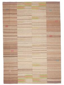Tappeto Kilim Moderno Patchwork Marrone Beige 214x304 Cm