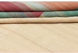 Tappeto Kilim Moderno Geometrico Beige Turchese 215x320 Cm