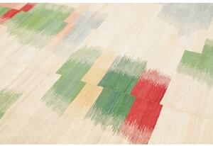 Tappeto Kilim Moderno Patchwork Avorio Rosso 250x352 Cm