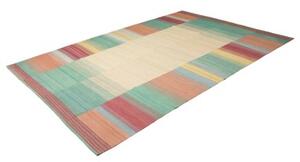 Tappeto Kilim Moderno Geometrico Beige Turchese 215x320 Cm