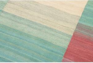 Tappeto Kilim Moderno Geometrico Beige Turchese 215x320 Cm