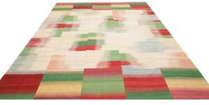 Tappeto Kilim Moderno Patchwork Avorio Rosso 250x352 Cm