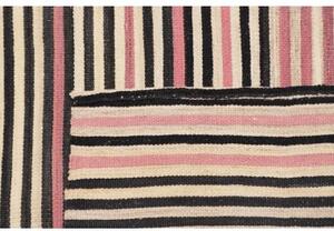 Tappeto Kilim Moderno Geometrico Rosa Antico Nero 252x300 Cm
