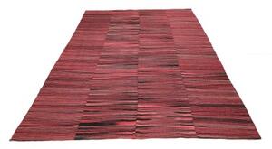 Tappeto Kilim Moderno Patchwork Rosso Mattone Nero 190x291 Cm