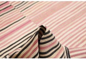 Tappeto Kilim Moderno Geometrico Rosa Antico Nero 252x300 Cm