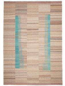 Tappeto Kilim Moderno Geometrico Beige Azzurro 247x350 Cm
